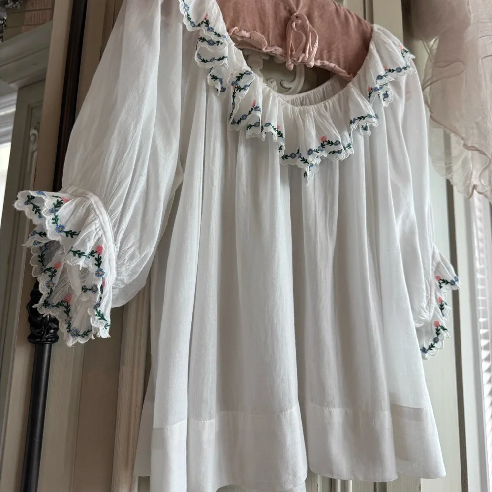 DOรN CHATEAU ๐บ๐ โBLOUSE,โ WHITE, (was hemmed from Chateau Slip), RARE, Size L - Picture 2 of 13